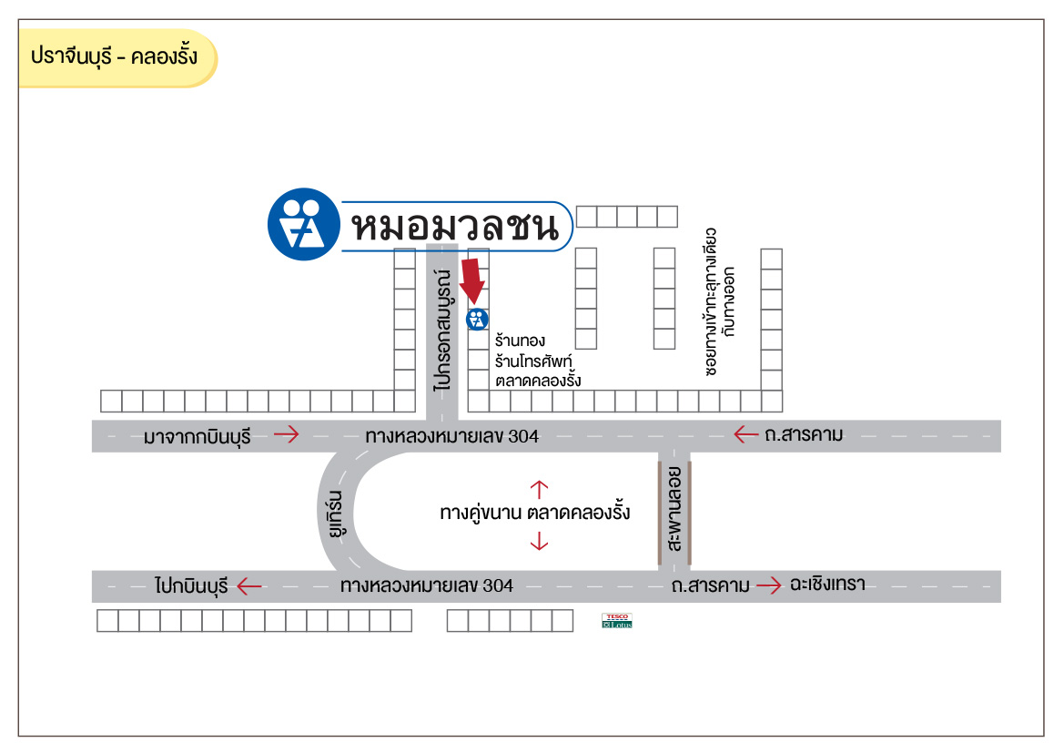 ศูนย์บริการผลิตภัณฑ์หมอมวลชน ปราจีนบุรี คลองรั้ง